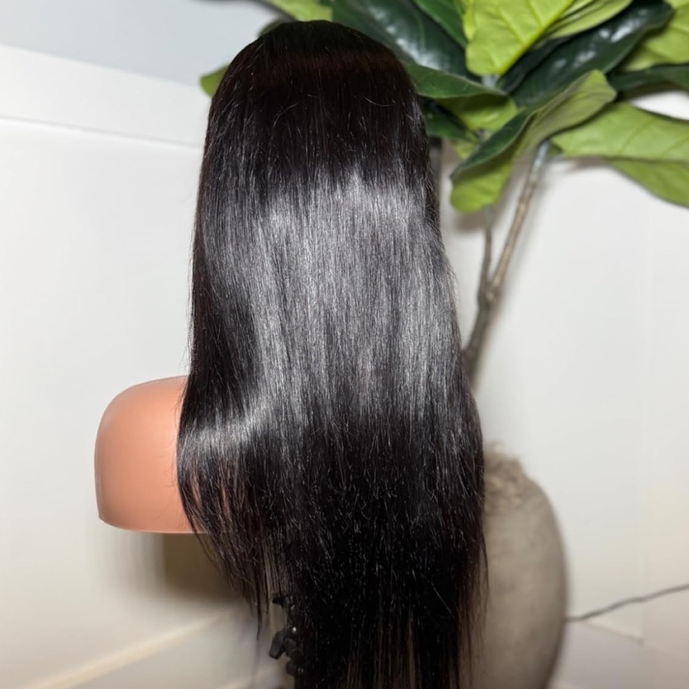 - 💫 24” HUMAN HAIR BLACK  STRAIGHT LACE FRONT WIG - Picture 4 of 5